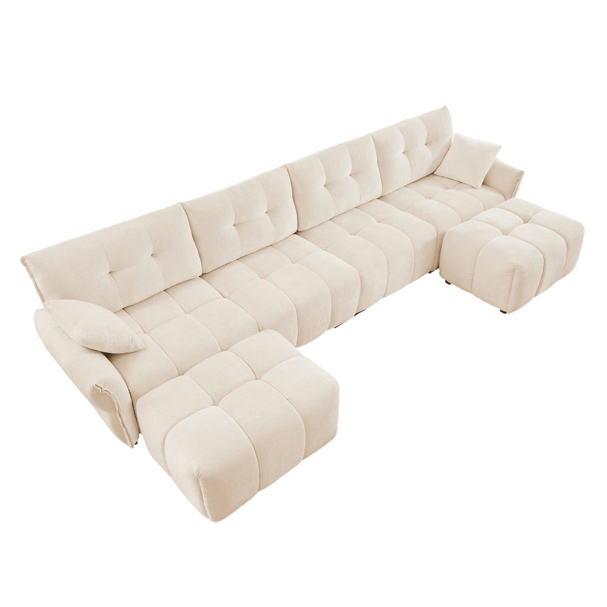 Modular Sofa 4-Seater with 2 Movable Ottomans