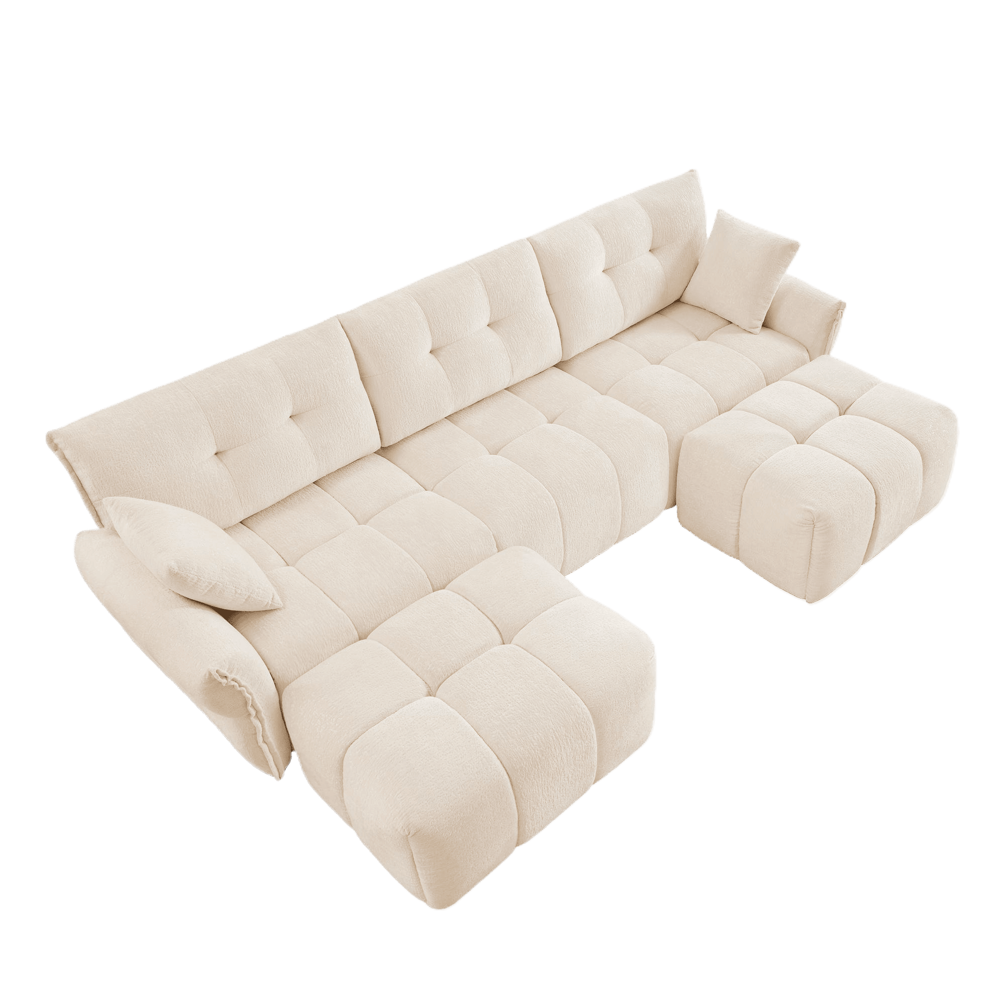 Modular Sofa 3-Seater with 2 Movable Ottomans
