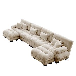 Embrace Chenille U Shape Modular Sofa 4 Seater Sofa with 2 Movable Ottoman | Luxnest