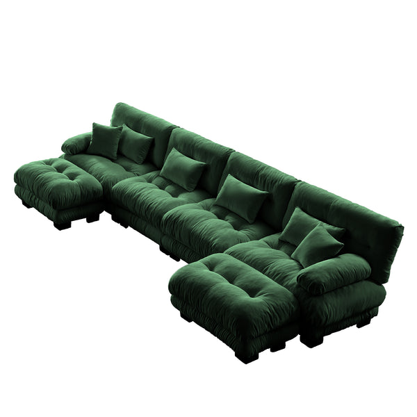 Embrace Chenille U Shape Modular Sofa 4 Seater Sofa with 2 Movable Ottoman | Luxnest