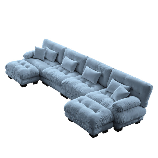 Embrace Chenille U Shape Modular Sofa 4 Seater Sofa with 2 Movable Ottoman | Luxnest