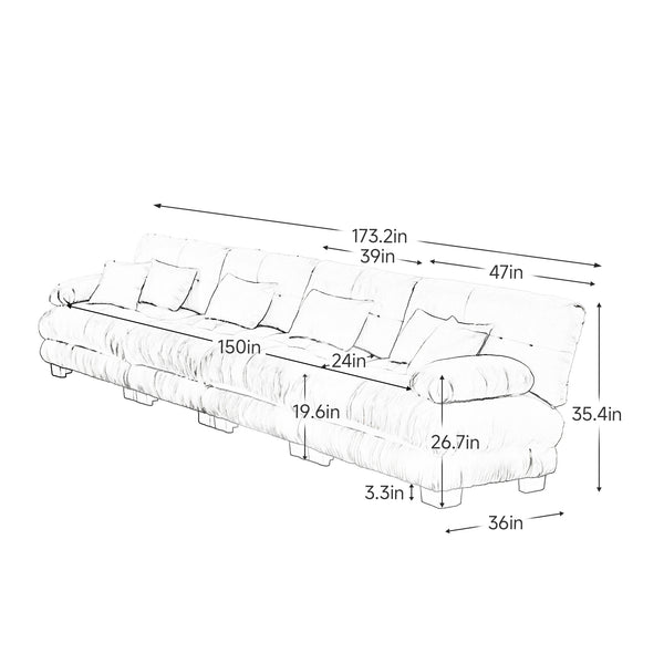 Embrace Cloud Modular ergonomic support Sectional Modular Sofa 4 Seater Sofa| luxnest