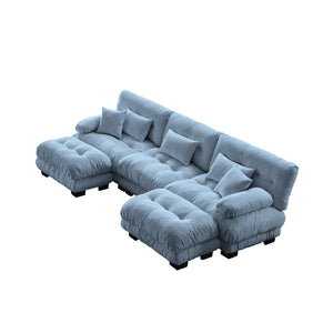 Embrace Cozy Cloud Oversized Comfy U Shape Modular Sofa 3 Seater Sofa with 2 Movable Ottoman | luxnest