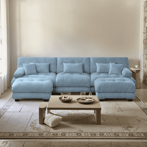 Embrace Cozy Cloud Oversized Comfy U Shape Modular Sofa 3 Seater Sofa with 2 Movable Ottoman | luxnest
