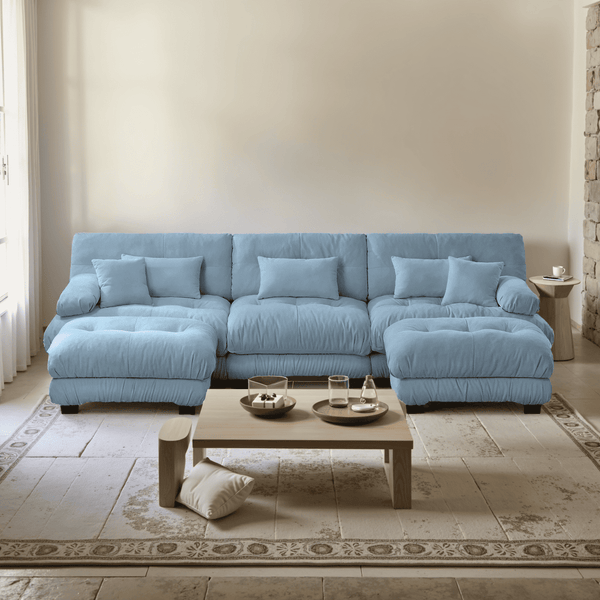 Embrace Cozy Cloud Oversized Comfy U Shape Modular Sofa 3 Seater Sofa with 2 Movable Ottoman | luxnest
