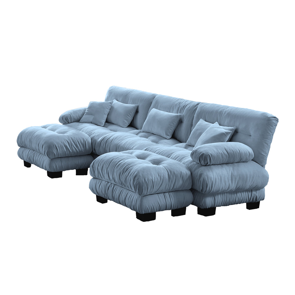 Embrace Cozy Cloud Oversized Comfy U Shape Modular Sofa 3 Seater Sofa with 2 Movable Ottoman | luxnest