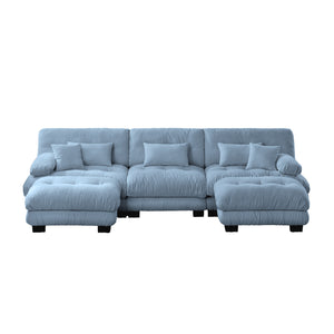 Embrace Cozy Cloud Oversized Comfy U Shape Modular Sofa 3 Seater Sofa with 2 Movable Ottoman | luxnest