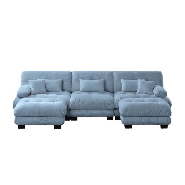 Embrace Cozy Cloud Oversized Comfy U Shape Modular Sofa 3 Seater Sofa with 2 Movable Ottoman | luxnest