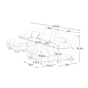 Embrace Cozy Cloud Oversized Comfy U Shape Modular Sofa 3 Seater Sofa with 2 Movable Ottoman | luxnest