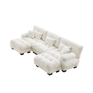 Embrace Cozy Cloud Oversized Comfy U Shape Modular Sofa 3 Seater Sofa with 2 Movable Ottoman | luxnest