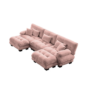 Embrace Cozy Cloud Oversized Comfy U Shape Modular Sofa 3 Seater Sofa with 2 Movable Ottoman | luxnest