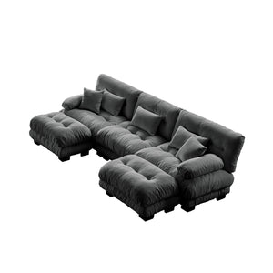 Embrace Cozy Cloud Oversized Comfy U Shape Modular Sofa 3 Seater Sofa with 2 Movable Ottoman | luxnest
