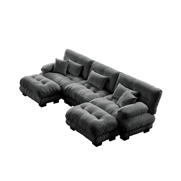 Embrace Cozy Cloud Oversized Comfy U Shape Modular Sofa 3 Seater Sofa with 2 Movable Ottoman | luxnest