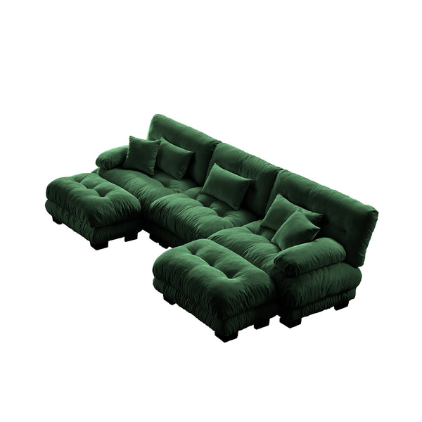 Embrace Cozy Cloud Oversized Comfy U Shape Modular Sofa 3 Seater Sofa with 2 Movable Ottoman | luxnest