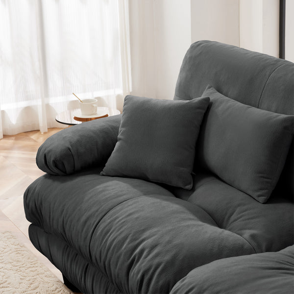 Embrace Fluffy Chenille Cloud L Shape Modular Couch 4 Seater Sofa with 1 Movable Ottoman | luxnest