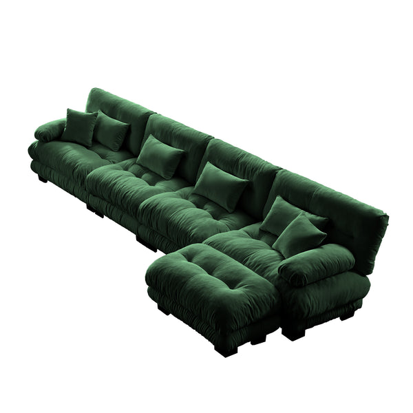 Embrace Fluffy Chenille Cloud L Shape Modular Couch 4 Seater Sofa with 1 Movable Ottoman | luxnest