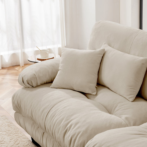 Embrace comfortable Modular Plush Pit L Shape Sectional Sofa 3 Seater Sofa with 1 Movable Ottoman | luxnest