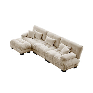 Embrace comfortable Modular Plush Pit L Shape Sectional Sofa 3 Seater Sofa with 1 Movable Ottoman | luxnest