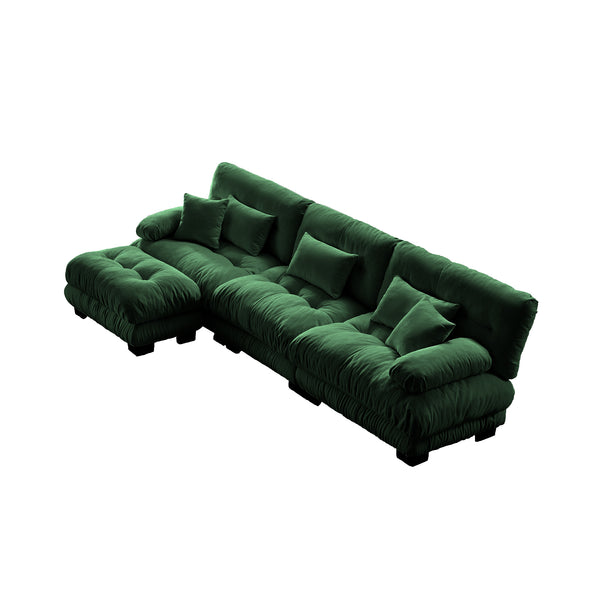 Embrace comfortable Modular Plush Pit L Shape Sectional Sofa 3 Seater Sofa with 1 Movable Ottoman | luxnest