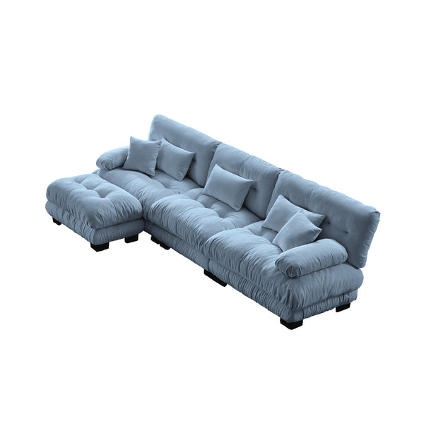 Embrace comfortable Modular Plush Pit L Shape Sectional Sofa 3 Seater Sofa with 1 Movable Ottoman | luxnest