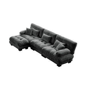 Embrace comfortable Modular Plush Pit L Shape Sectional Sofa 3 Seater Sofa with 1 Movable Ottoman | luxnest