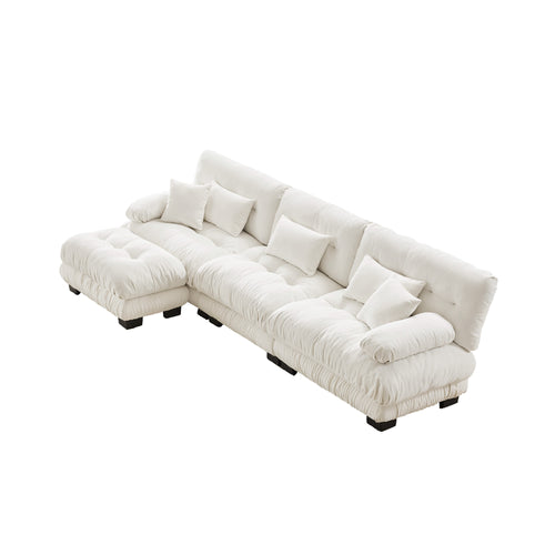 Embrace comfortable Modular Plush Pit L Shape Sectional Sofa 3 Seater Sofa with 1 Movable Ottoman | luxnest