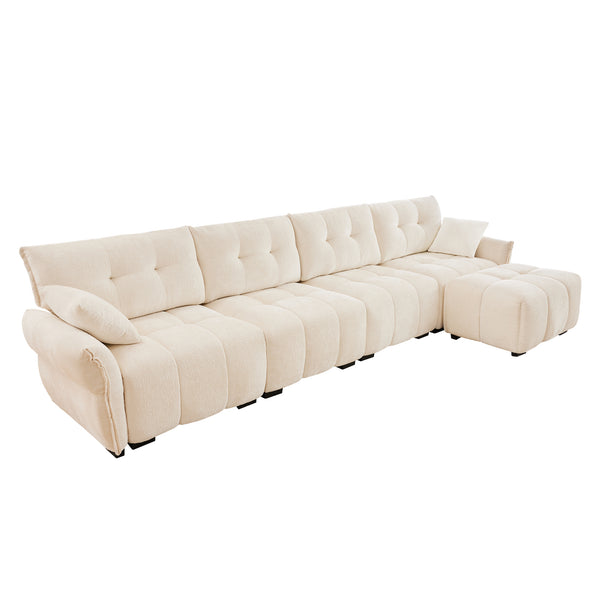 Forma Designer Color Palette L Shape Sectional Modular Couch 4Seater with 1 Movable Ottoman |Luxnest