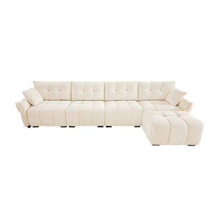Forma Designer Color Palette L Shape Sectional Modular Couch 4Seater with 1 Movable Ottoman |Luxnest
