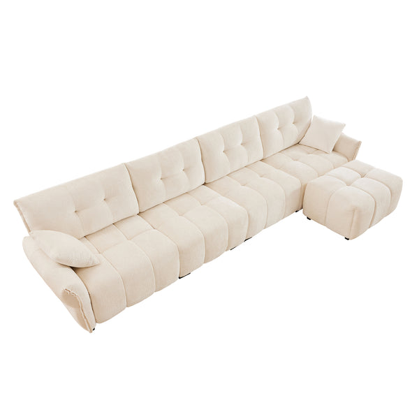 Forma Designer Color Palette L Shape Sectional Modular Couch 4Seater with 1 Movable Ottoman |Luxnest