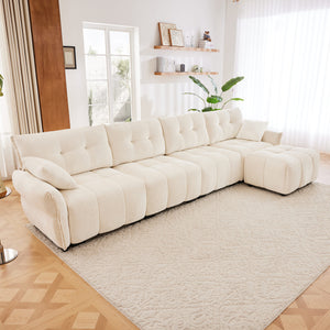 Forma Designer Color Palette L Shape Sectional Modular Couch 4Seater with 1 Movable Ottoman |Luxnest