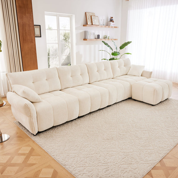 Forma Designer Color Palette L Shape Sectional Modular Couch 4Seater with 1 Movable Ottoman |Luxnest