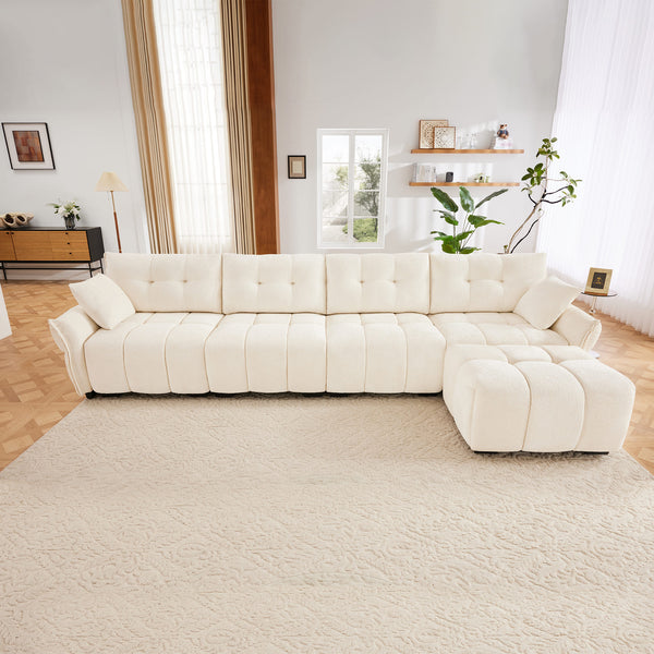 Forma Designer Color Palette L Shape Sectional Modular Couch 4Seater with 1 Movable Ottoman |Luxnest