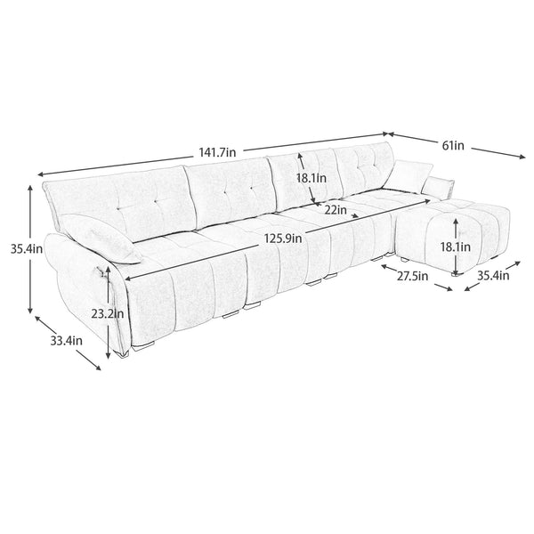Forma Designer Color Palette L Shape Sectional Modular Couch 4Seater with 1 Movable Ottoman |Luxnest