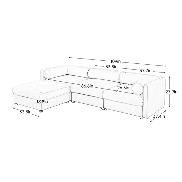 Opus 3-Seater Sofa with Movable Ottoman for Adaptability | Luxnest