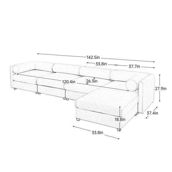 Opus 4-Seater Sofa with Single Ottoman for Added Flexibility | Luxnest