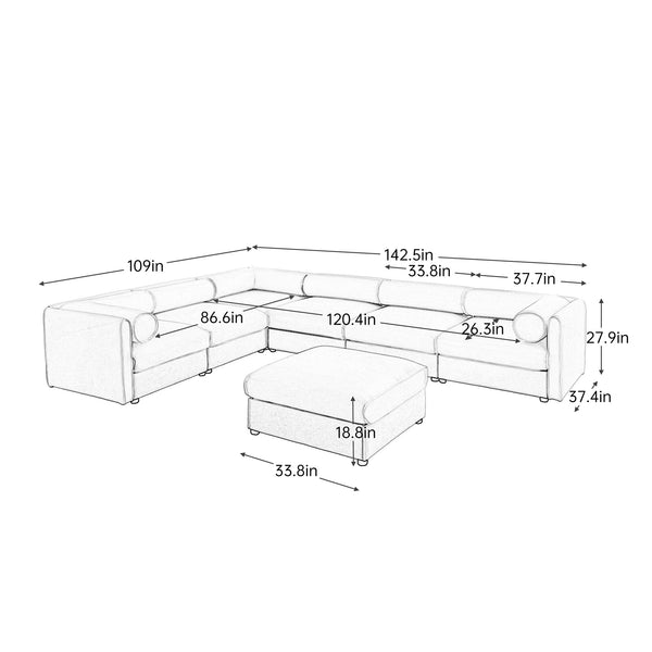 Opus 6-Seater U-Shape Corner Sofa with Ottoman, Endless Flexibility | Luxnest